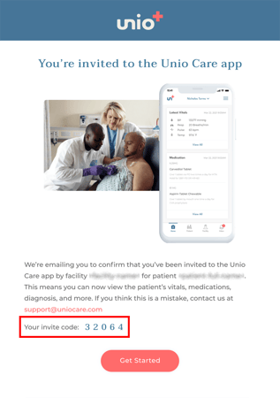 Unio Care invite code email